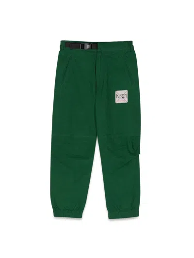 N°21 Kids'  Pants With Logo Patch In Green