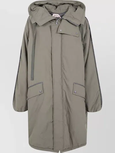 N°21 Quilted-sleeve Oversized Coat In Gray