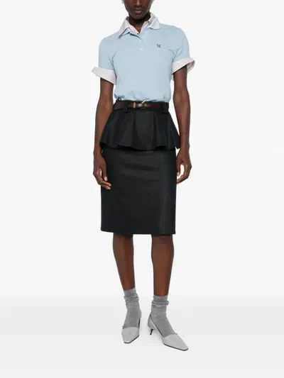 N°21 Peplum Belted Midi Skirt In Gray