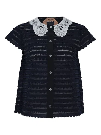 N°21 Peterpan Collar Scallop Top In Blue