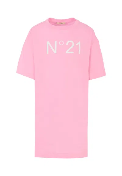 N°21 Kids' Pink Dress For Girl With Logo