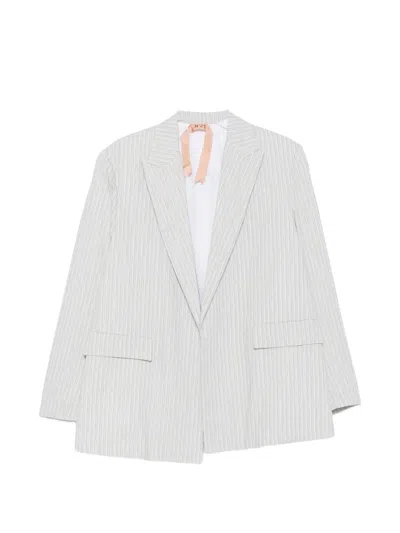 N°21 Pinstripe-pattern Peak-lapel Blazer In Blue