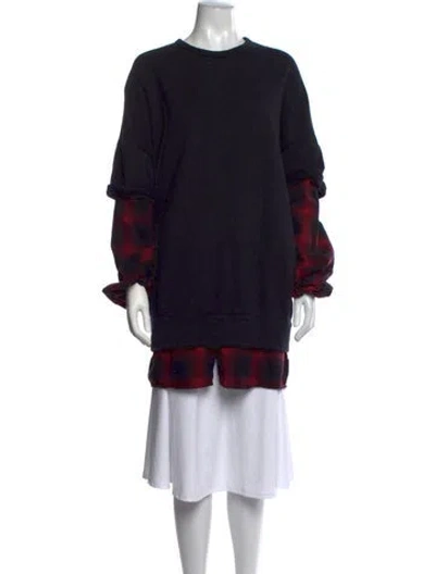 Pre-owned N°21 Plaid Print Crew Neck Sweater In Black