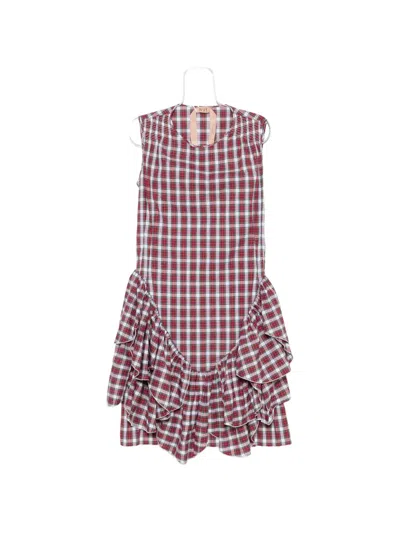 N°21 Plaid-pattern Midi Dress In Red