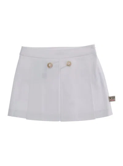 N°21 Nº21 Pleated Cotton Skirt In White