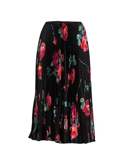 N°21 Pleated Floral Print Skirt In Black