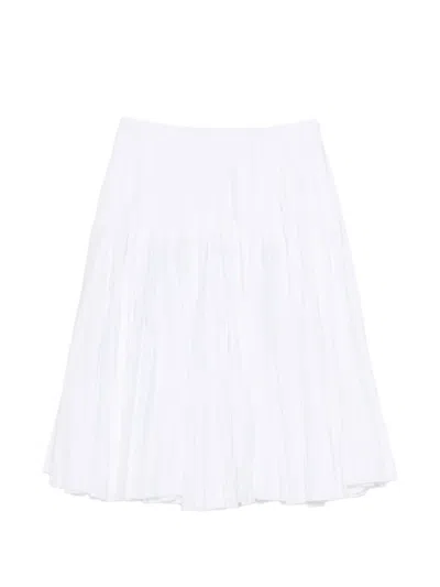 N°21 Pleated Midi Skirt In White