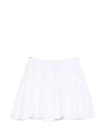 N°21 Pleated Raw-edge Mini Skirt In White