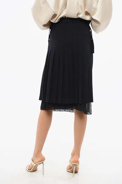 N°21 Pleated Skirt With Lace Detail In Blue