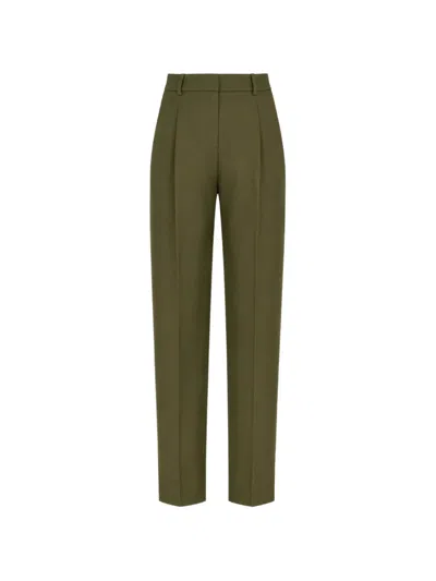 N°21 Pleated Straight-leg Trousers In Green