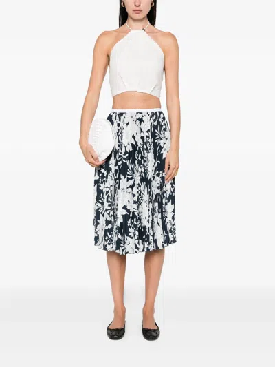 N°21 Pleated Sunray Full Skirt In White