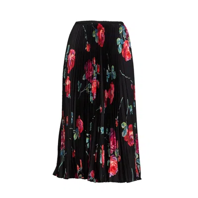 N°21 Plissettata Floral Midi Skirt In Black