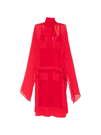 N°21 Pocket Tie Dress In Red