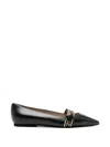 N°21 Pointed Strap Flat Pumps In Black