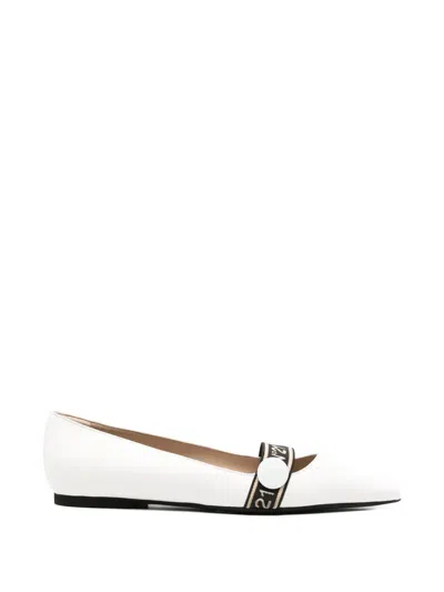 N°21 Pointed Toe Strap Ballet Flats In White