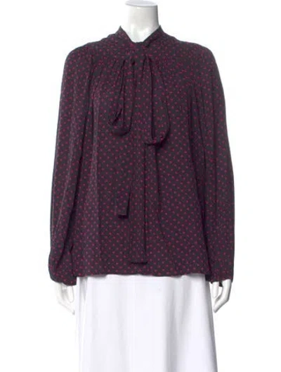 Pre-owned N°21 Polka Dot Print Tie Neck Blouse In Multi