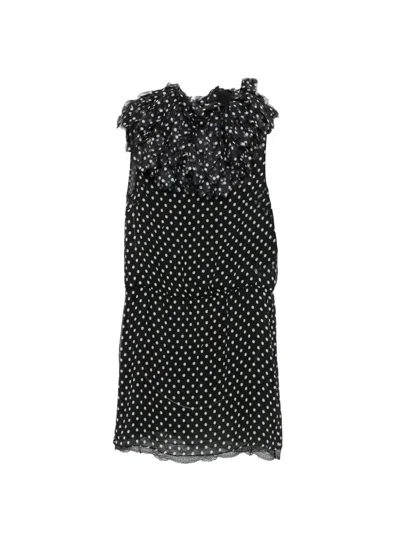 N°21 Polka Dot Ruffled Midi Dress In Black