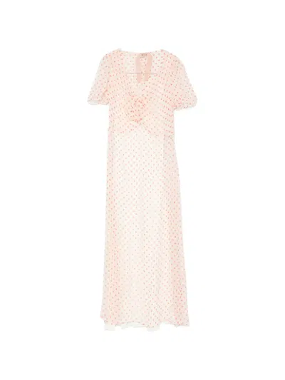 N°21 Polka Dot Silk Miidi Dress In Neutral