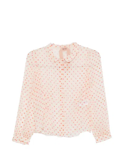 N°21 Polka-dot Sheer Top In Multi