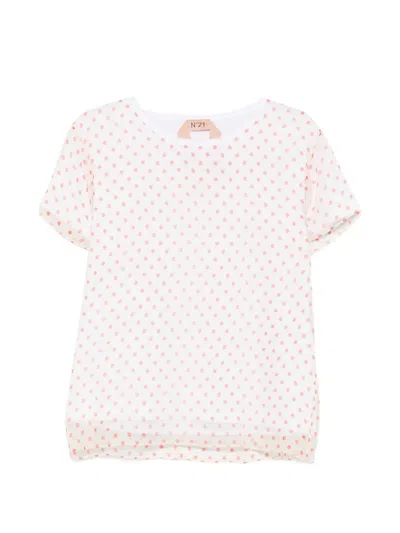 N°21 Polka-dot Sheer T-shirt In White