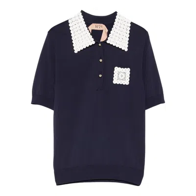 N°21 Polo Knit Top In Black