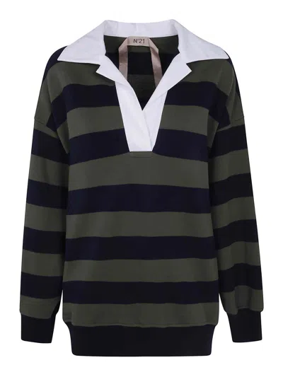 N°21 Sweatshirt Striped Polo Neck In Multi