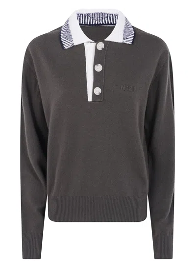 N°21 Knit Polo Shirt In Gray