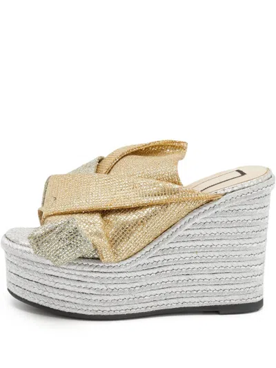 Pre-owned N°21  110mm Metallic-effect Wedge Sandals