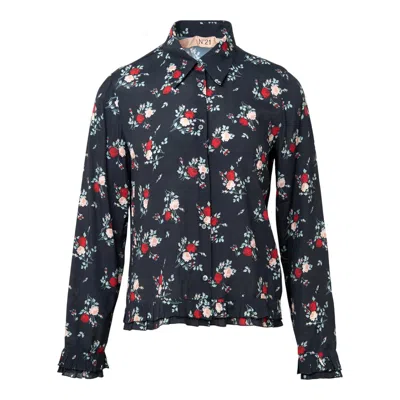 N°21 Print Long Sleeve Blouse In Blue