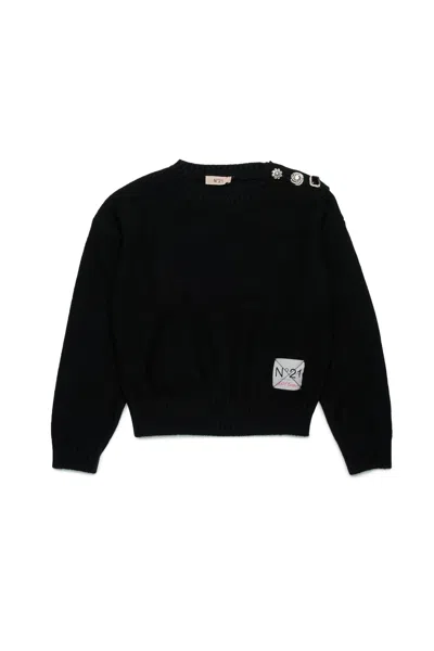 N°21 WOOL BLEND PULLOVER WITH JEWEL BUTTONS