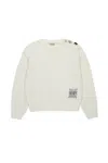 N°21 Wool Blend Pullover With Jewel Buttons In White