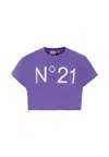 N°21 Purple T-shirt For Girl With Logo In Purple