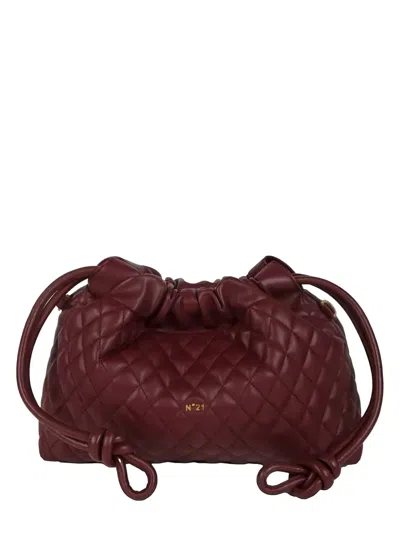 N°21 Quilted Drawstring-fastening Shoulder Bag In Burgundy