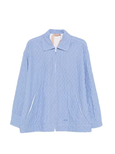 N°21 Quilted Striped Jacket In Blue