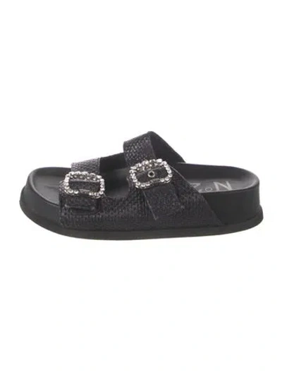 Pre-owned N°21 Raffia Slides In Black