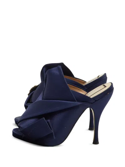 Pre-owned N°21 Raso Knot Crystal-embellished Mules In Blue