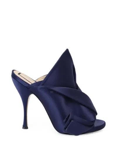 Pre-owned N°21 Raso Knot Mules In Blue