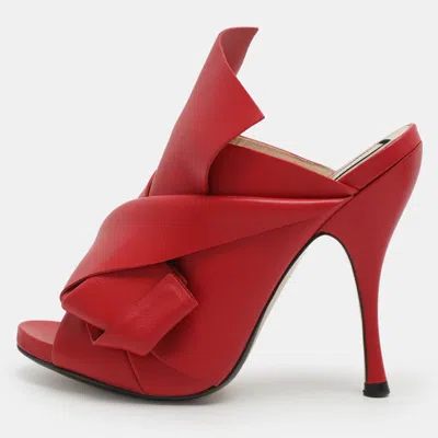 Pre-owned N°21 Raso Knot Size 37 Red Leather Mules