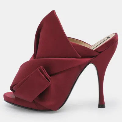 Pre-owned N°21 Raso Knot Size 38 Burgundy Satin Mules