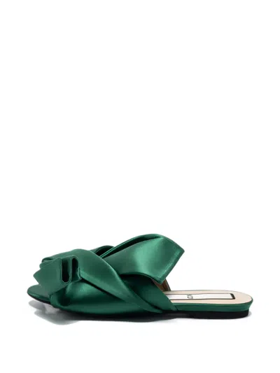 Pre-owned N°21 Raso Knot-detail Flat Sandals In Green