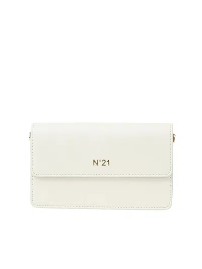 N°21 Rectangular White  Pouch With Magnetic Closure And Logo Detail