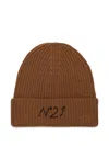 N°21 Ribbed-knit Beanie In Brown