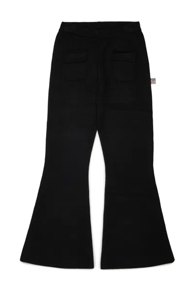 N°21 Kids' Ribbed Knit Flare Pants In Black