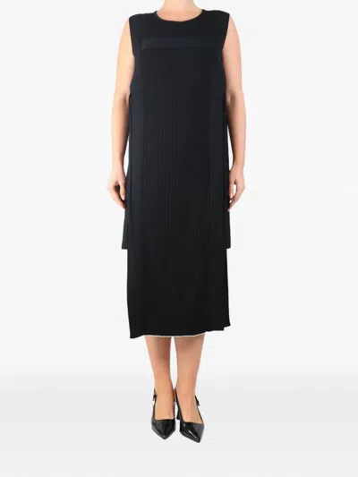 Pre-owned N°21 Ribbed Sleeveless Midi Dress In Black