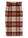 N°21 Rock Checked Wool Skirt In Neutral