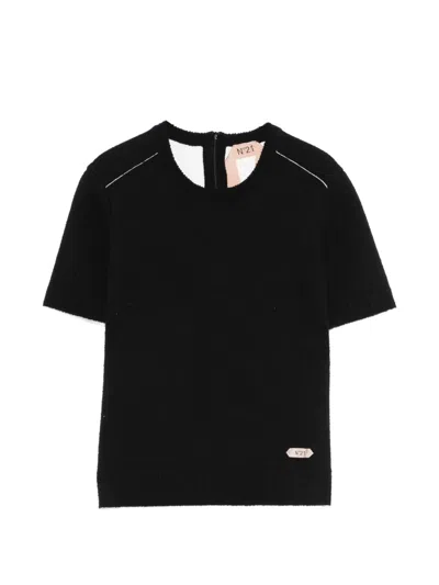 N°21 Round-neck Short-sleeve Sweater In Black