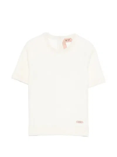 N°21 Round-neck Short-sleeve Sweater In Neutral