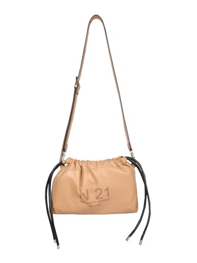 N°21 Nº21 Ruched Leather Shoulder Bag In Beige