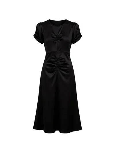 N°21 Ruching Short-sleeve Midi Dress In Black