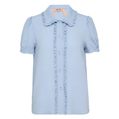 N°21 Ruffle Collar Detail Blouse In Blue